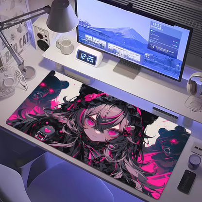 Anime Girl Mouse Pad Kawaii Pink Mousepad Gaming Speed Keyboard Pads Large Gamer Mouse Mat Rubber Desk Mat HD Print Cute Carpet