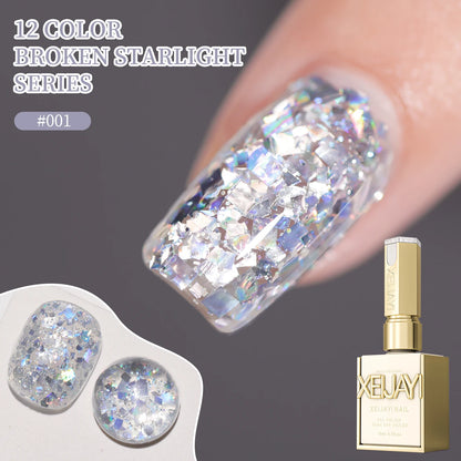 2025 new popular 12-color glittering diamond sequins nail gel, high saturation gloss long-lasting for nail art DIY