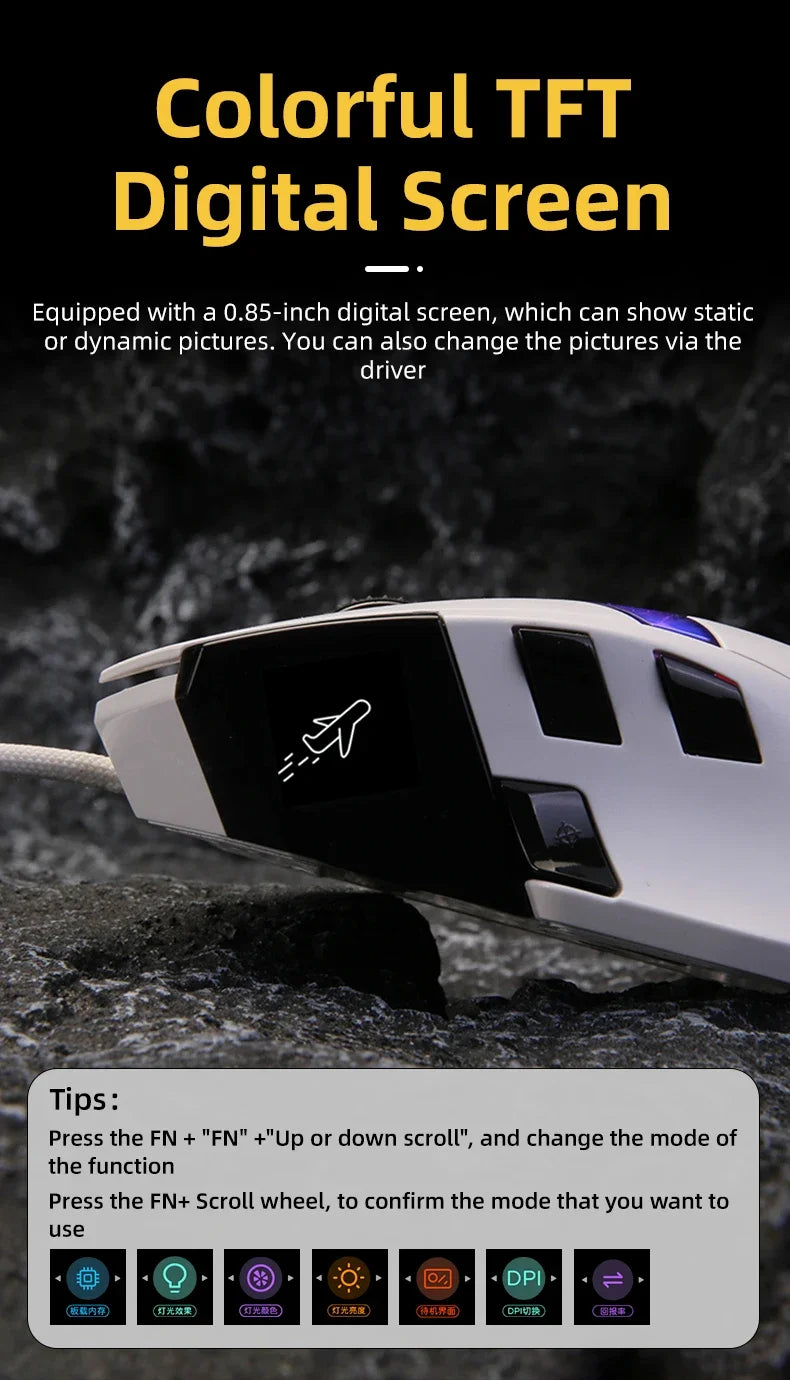 DAREU A980 Wired Gaming Mouse 8KHz 26000 DPI PAW3395 RGB Optical Sensor Ergonomic Programmable Mice for PC Laptop Gamer