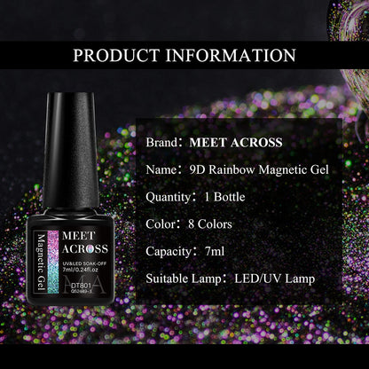 MEET ACROSS 11/9/10Pcs Cat Magnetic Gel Nail Polish 9D Magnetic Gel Semi Permanent Nail Art Soak Off UV Gel Varnish Nails Kit