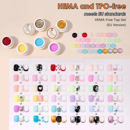 Vendeeni 36 Colors/set DIY Painting UV Gel Graffiti Drawing Nail Art Design Gel Nail Polish With Color Card TPO/HEMA FREE