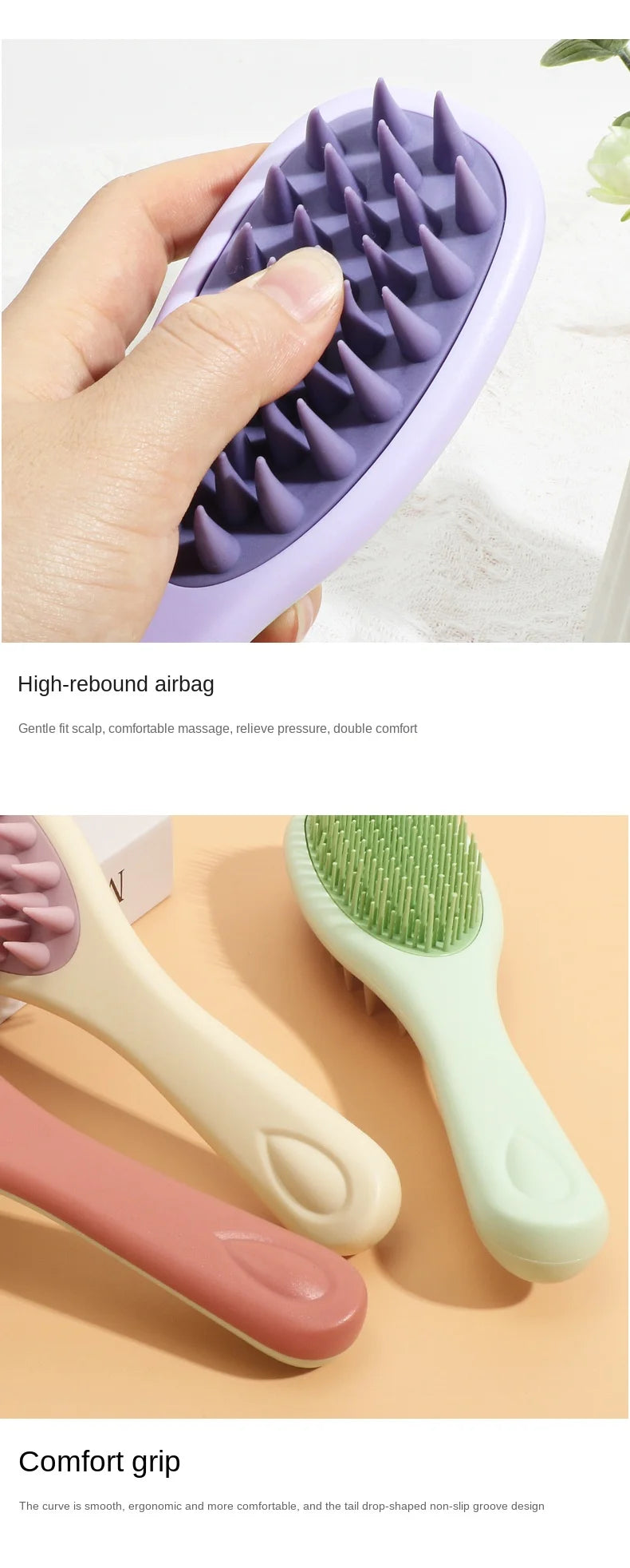 Silicone Shampoo Brush Scalp Massage Brush Head Washing Comb two-sided Hair Massager Bath Brush Body Scrubber Hair Accessories