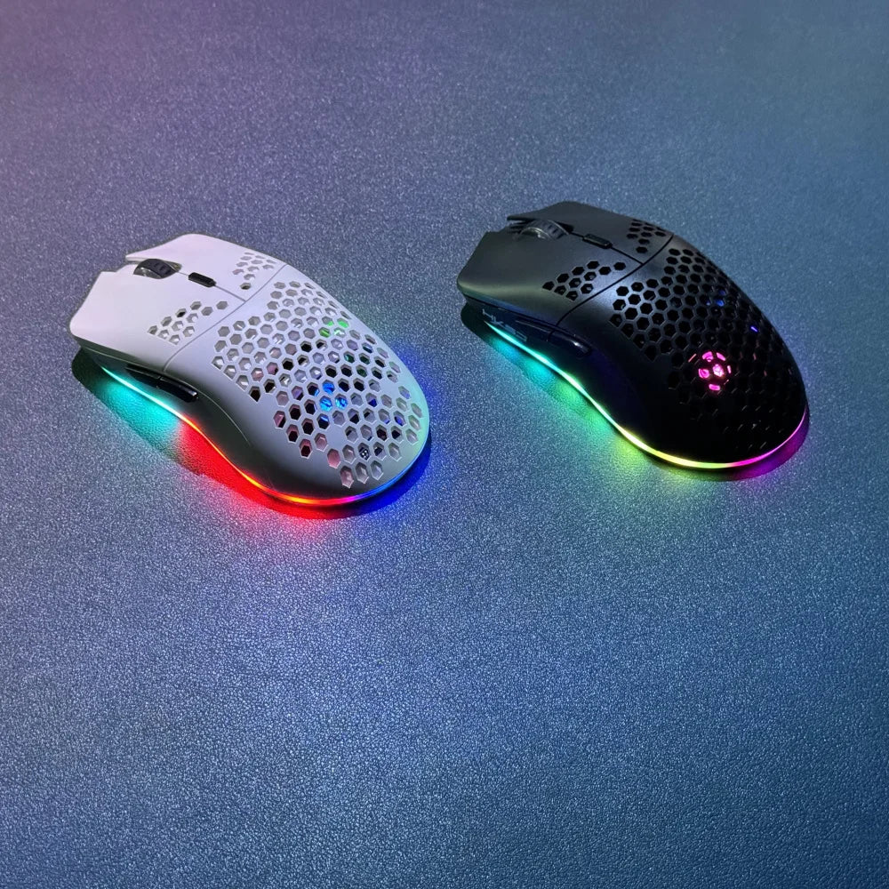 HXSJ T66 3-mode 10000DPI gaming wireless mouse RGB luminous 650mAh rechargeable 6 buttons macro programmable mice for pc desktop