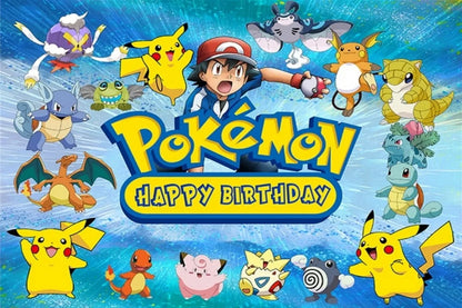 Pikachu Photography Backdrop For Kids Birthday Party Supplies Background Cake Table Decor Banner Room Decoration Poster
