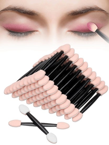 100/120/200Pcs Double-Headed Eyeshadow Brush, Disposable Dual Sided Eyeshadow Brush Double Ended Sponge Applicator Oval Tipped