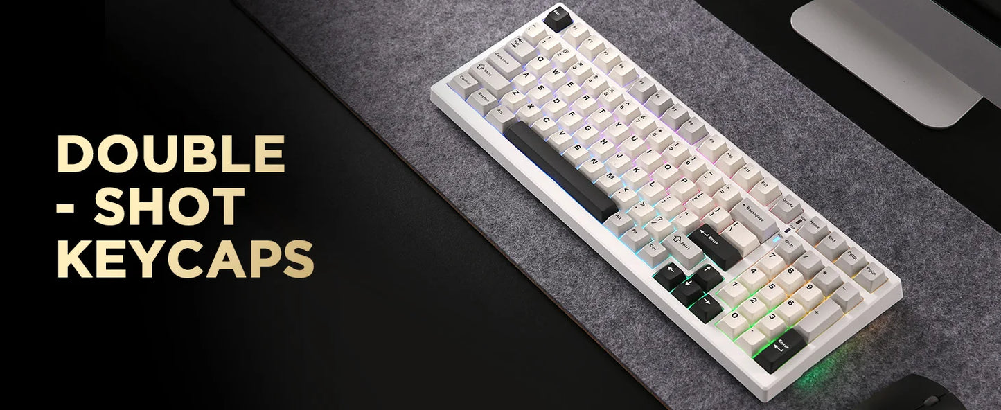 YUNZII YZ98 White Full Size Mechanical Gaming Keyboard, Vintage 99 Keys Hot Swap Gasket 98% Layout Wireless RGB Backlit Keyboard