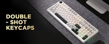 YUNZII YZ98 White Full Size Mechanical Gaming Keyboard, Vintage 99 Keys Hot Swap Gasket 98% Layout Wireless RGB Backlit Keyboard