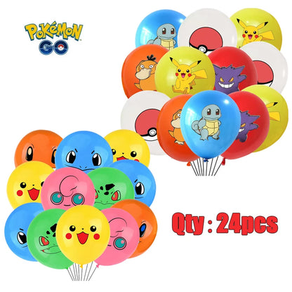 24pcs Pokemon Balloons for Birthday 12inch Cartoon Latex Balloon Birthday Party Round Multi Pikachu Toys Decoration Baby Shower