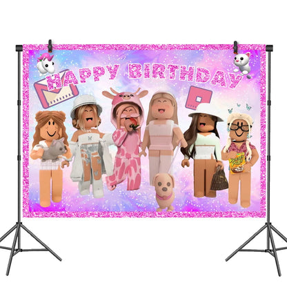 Roblox Birthday Party Decoration Balloons Disposable Tableware for Kids Party Supplies Baby Shower Sticker Bracelet Toy Gifts