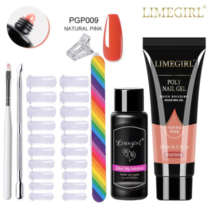 LIMEGIRL Set Poly Nail Gel for Extension Gel Set Manicure Acryl Gel Varnish Set 15ML Acrylic Liquid Nail Art Nail Kit UV Gel Kit