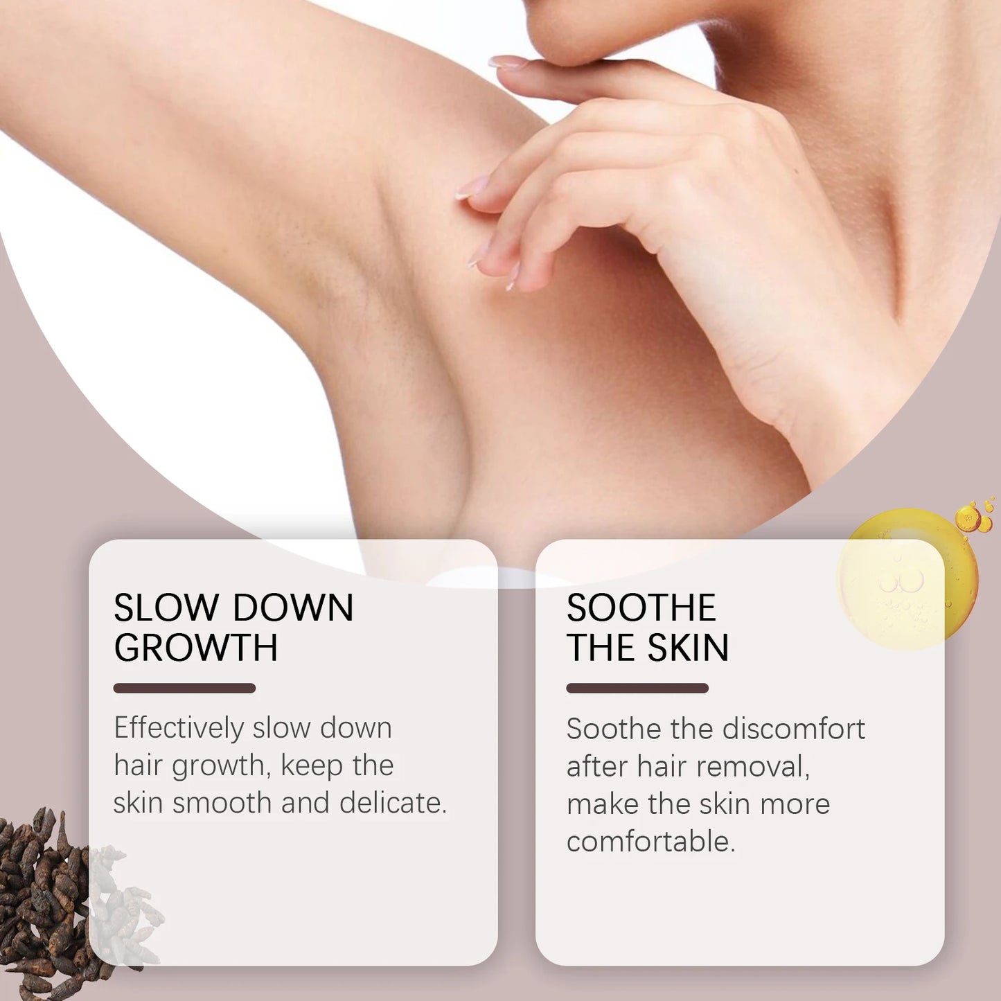Inhibit Hair Growth Cyperus Rotundus Oil Painless Hair Removal Slow Down Armpit Legs Arms Hair Growth Nourish Smoothing Skin