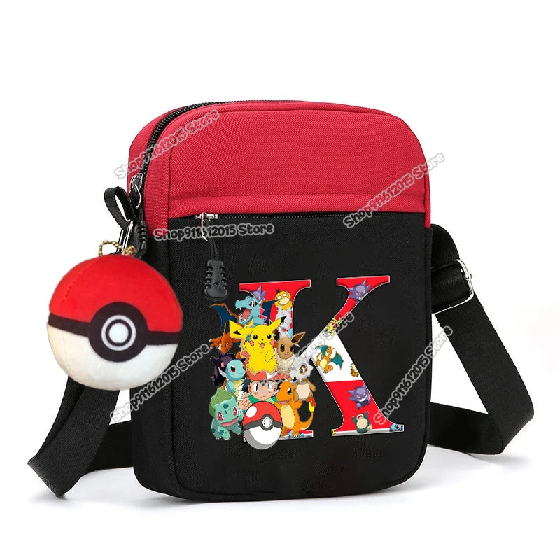 Cute Pokemons Letter A-Z Chest Packs Anime Pikachus Boy Girl Daily Travel Phone Pouch Shoulder Bag Outdoor Sport Crossbody