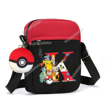 Cute Pokemons Letter A-Z Chest Packs Anime Pikachus Boy Girl Daily Travel Phone Pouch Shoulder Bag Outdoor Sport Crossbody