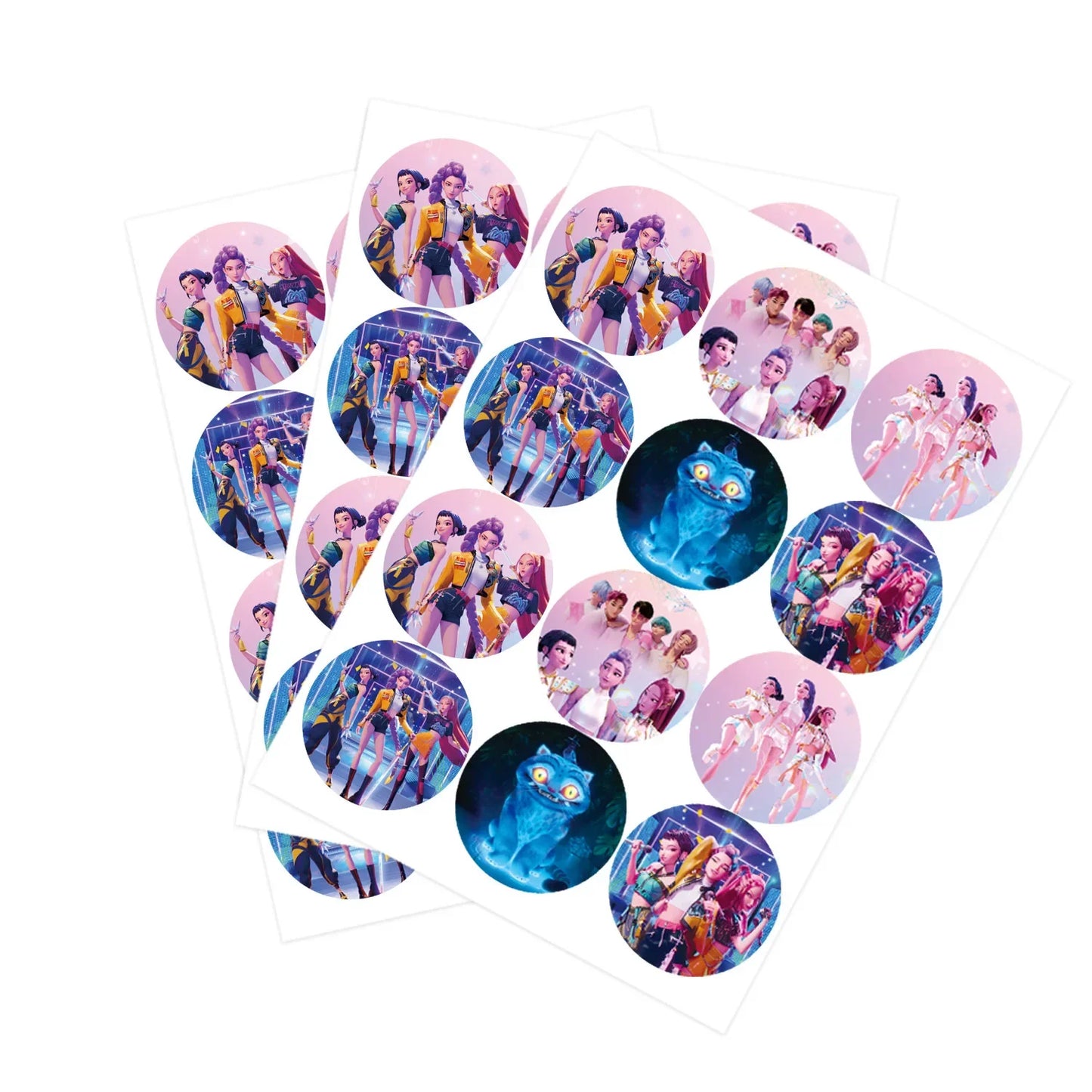 Hunters K-Pop Idol Party Favor Bags: 12-Piece Sealable Gift Bag Set with Stickers