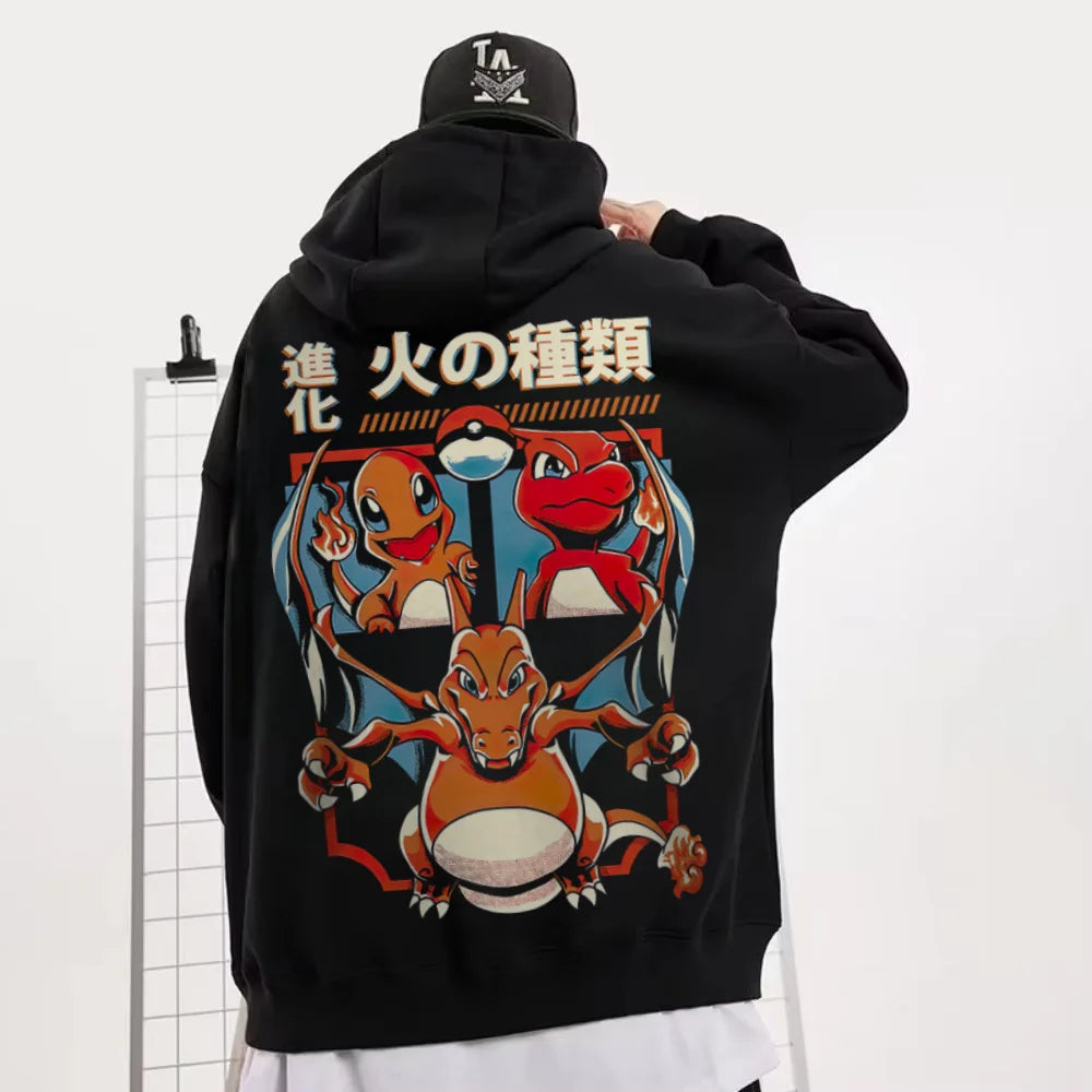 2025 Pikachu Ash 1995 Printed Oversized 4xl Pok É Mon Men's and Women's Autumn and Winter Fleece Y2K Halloween Hooded Sweatshirt