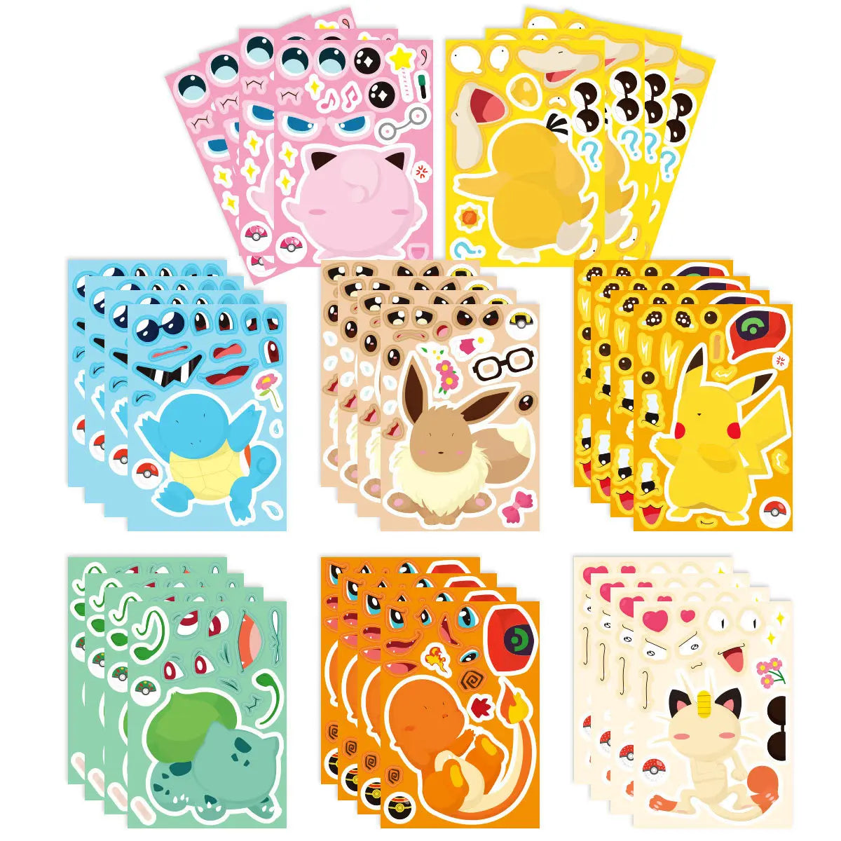 Pokemon DIY Puzzle Sticker Birthday Decoration Pikachu Make A Face Stickers Pokemon Sticker Kids Toys Boys Gifts Party Supplies