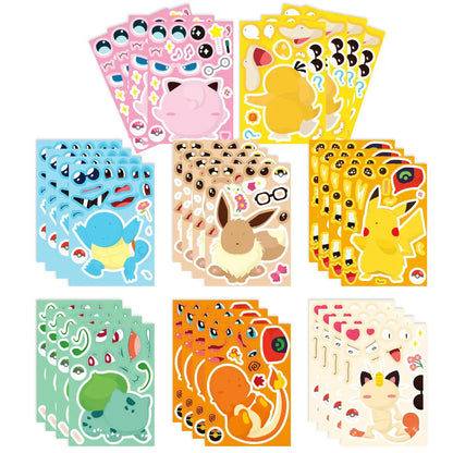 Pokemon DIY Puzzle Sticker Birthday Decoration Pikachu Make A Face Stickers Pokemon Sticker Kids Toys Boys Gifts Party Supplies