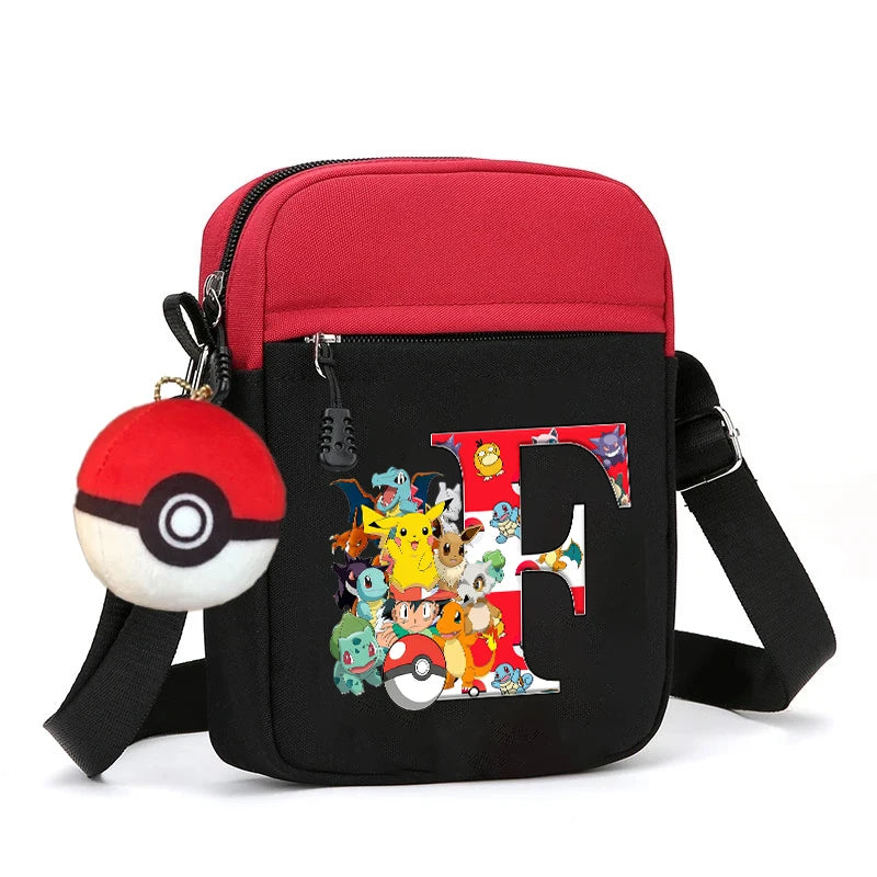 Cute Pokemons Letter A-Z Chest Packs Anime Pikachus Boy Girl Daily Travel Phone Pouch Shoulder Bag Outdoor Sport Crossbody