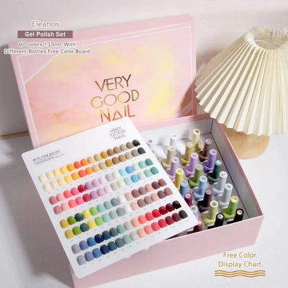 Eleanos 60 Colors Gel Polish Set Very Good Nail Gel Kit With Different Bottle For Nail Art Whole Set Nail Gel Polish Learner Kit