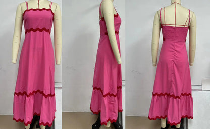 Sleeveless Scalloped Trim Midi Dress: Sexy Strapless Princess Silhouette Gown