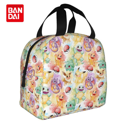 Bandai Japan Anime Pokemon Lunch Bag for School Kids Office Pikachu Sac Lunch Portable Thermal Cooler Lunch Box Handbag Gift