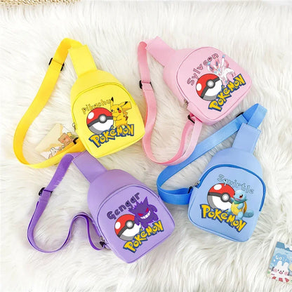 Pokemon Pikachu Shoulder Bag Kawaii Gengar Figures Pattern Chest Bags Portable Large Capacity Outdoor Crossbody Bag Gift