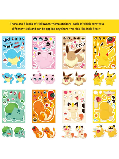 Pokemon DIY Puzzle Sticker Birthday Decoration Pikachu Make A Face Stickers Pokemon Sticker Kids Toys Boys Gifts Party Supplies