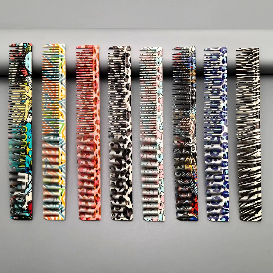 Hair Cutting Comb With Scale Cyan Yellow Ruler Haircut Combs Barber Shop Hairdressing Hairbrush Salon Styling Tools Y0521