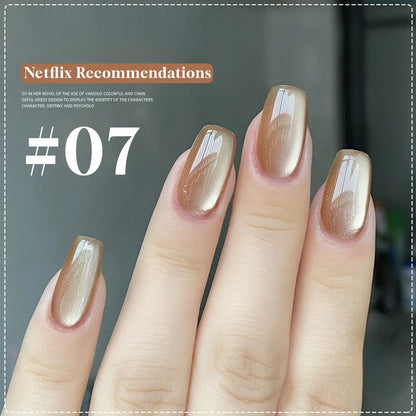 MIANEL 12ML Glass Bead Cat Eye Gel Nail Polish Flash White Spar Nude Color Magnetic Nail Polish White Nails Summer Nails 1-12pcs