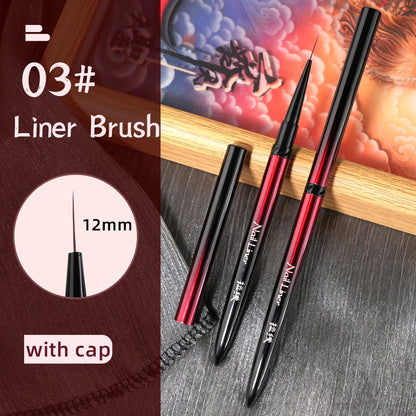 New 1/13pcs Nail Art Brush Set Black Red Metal Handle Acrylic UV Gel Polish Crystal Acrylic Nail Drawing Tools High Quality