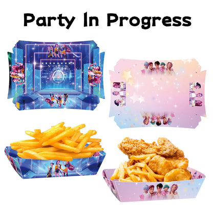 K-Pop Hunters "Idol Snack" Party Set: Candy Boxes, Popcorn Buckets & Food Trays
