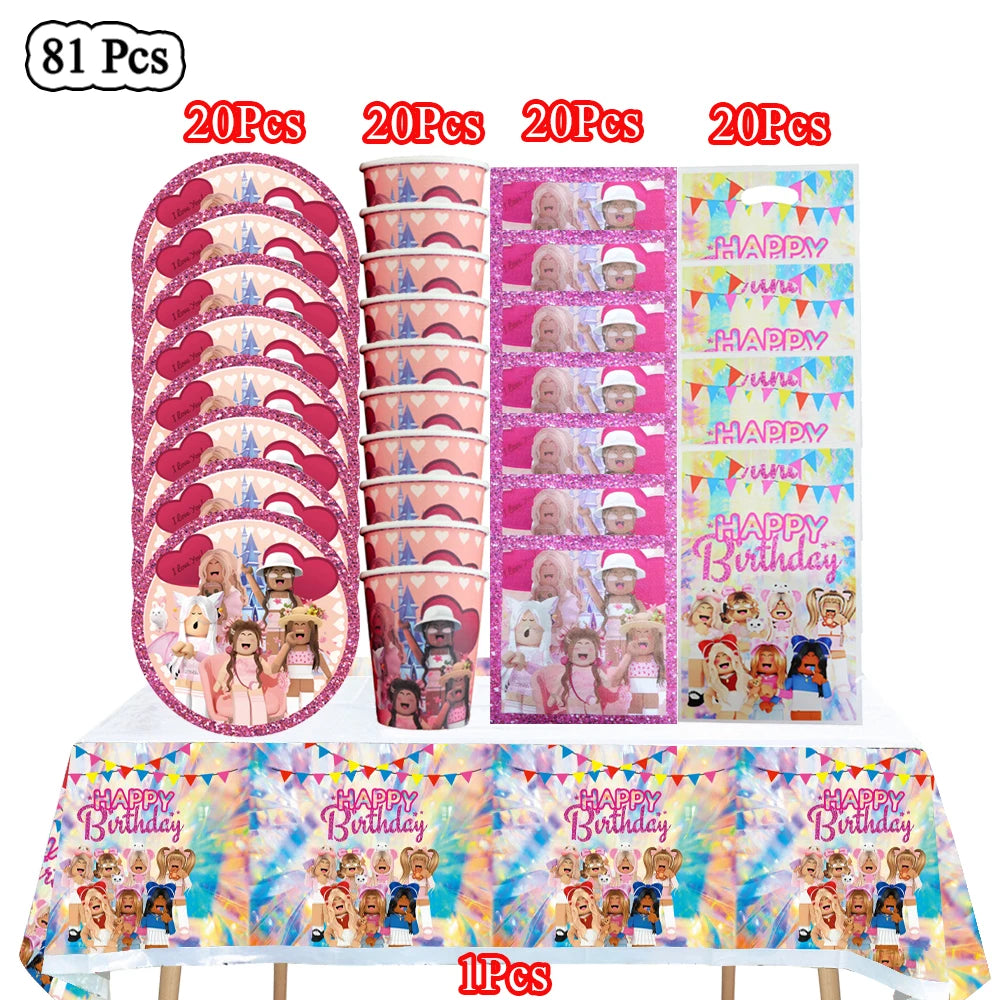 Pink Roblox Birthday Set 🎉🤖
