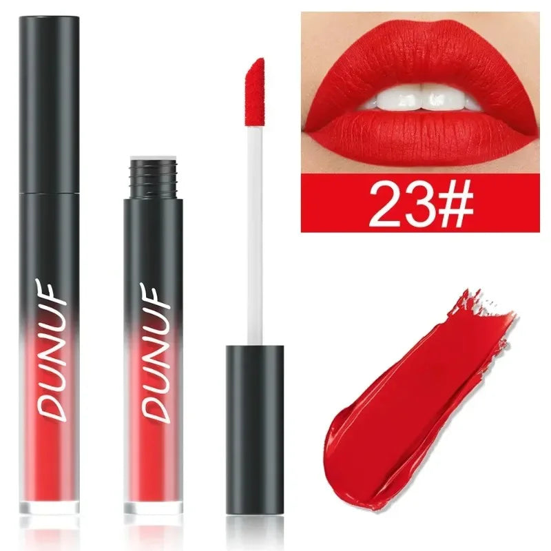 DUNUF 32 Color Matte Liquid Lipstick: Bold Pigment Non-Stick Lip Glaze