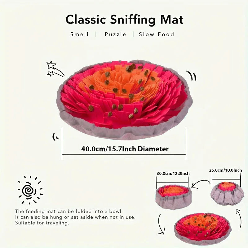 Washable Felt Pet Sniffing Pad Foldable Dog Nosework Feeding Mat Toy Dog Training Natural Foraging Snuff Mat