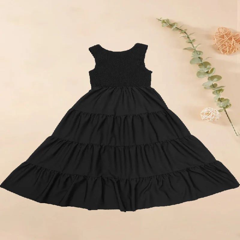Tiered Smocked Maxi Dress: Sleeveless Pleated A-Line Summer Gown