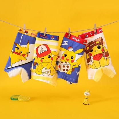 4pcs Pokemon Boys Boxer Underpants Cotton Anime U Pouch Bulge Underwear Cartoon Shorts Kids Cute Breathable Boxer Pants 2-12Y