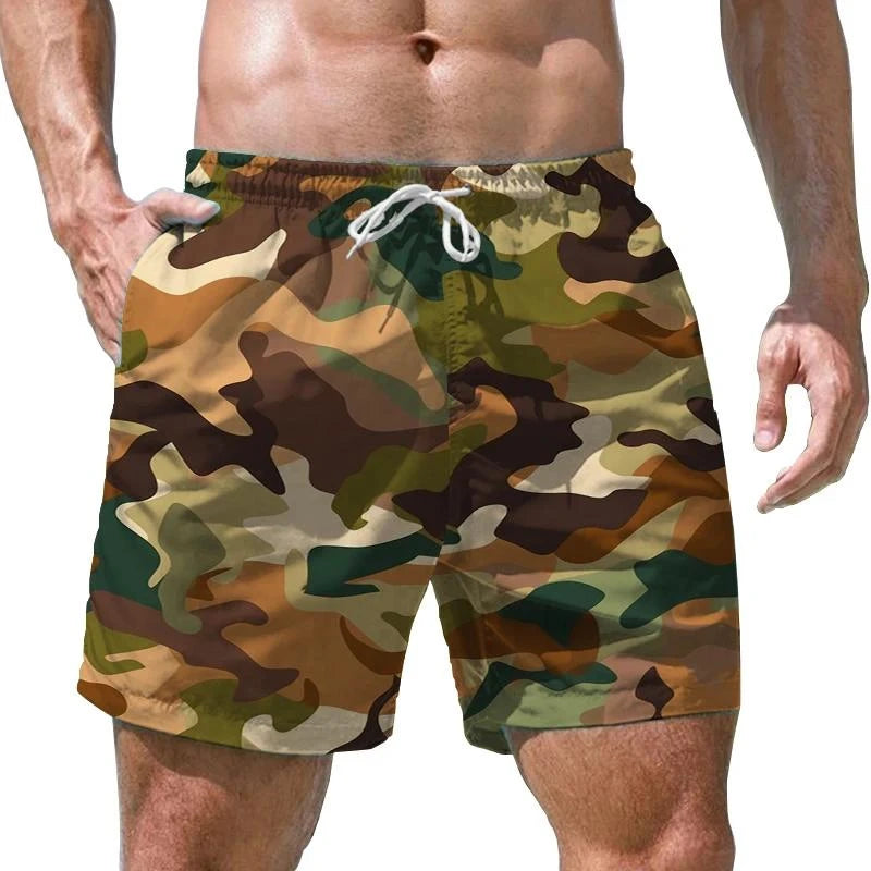 Camouflage Military Beach Shorts Men 3D Print Army Veteran Board Shorts Quick Dry Swimsuit Swim Trunks Cool Soldiers Ice Shorts