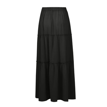 Women’s Boho Maxi Skirt: High-Waisted A-Line Tiered Long Skirt