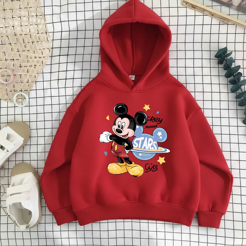 Spring New Style Boys Hoodes Sweatshirts Children's Thin Breathable Long Sleeve Tops Kids Casual Pullover Mickey Printed