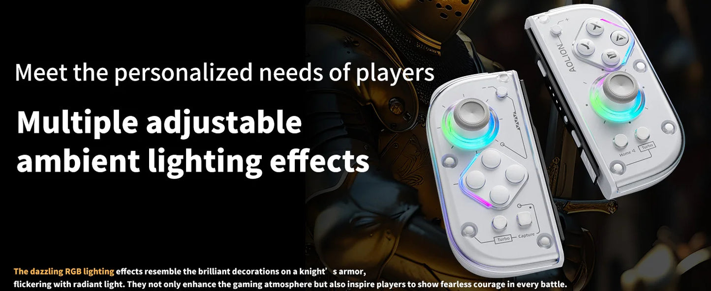 Aolion J20 Knight Wireless Gamepad with Left And Right Switch Hall Joystick Motion Sensing Custom For NS Joycon Game Accessories