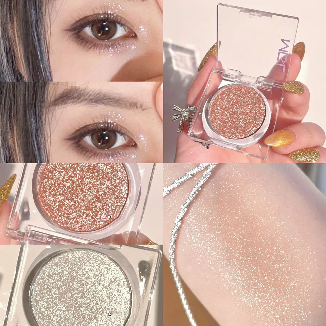Monochrome White Shiny Highlighter Palette Gorgeous Glitter High Gloss Long Lasting Pearlescent Shimmer Brighten Bronzers Makeup