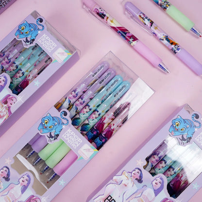 Cute High-Value Press Erasable Gel Pens, Kpop Girls Design 0.5mm, Creative Student School Stationery Supplies Gift