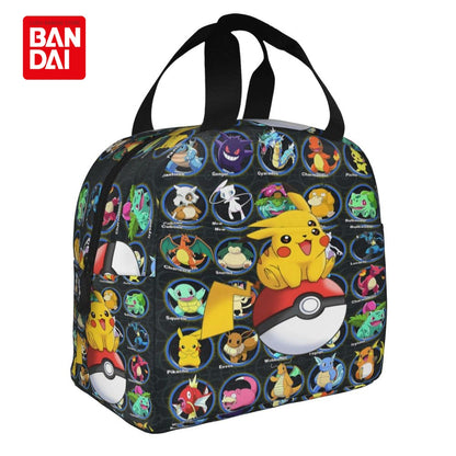 Bandai Japan Anime Pokemon Lunch Bag for School Kids Office Pikachu Sac Lunch Portable Thermal Cooler Lunch Box Handbag Gift