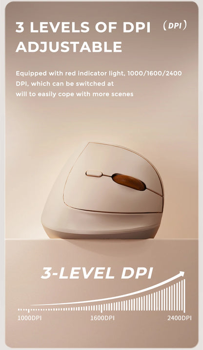 DAREU Mini Ergonomic Vertical Mouse 2.4G USB Bluetooth Wireless Optical Mice 3 Adjustable DPI 1000,1600,2400 for Small Hands