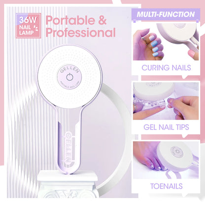 8 Colors Gel Nail Polish Kit with 36W UV Light Nail Dryer 504Pcs Coffin Fake Fails Tips and Glue Prep Top Base Coat Manicure Kit