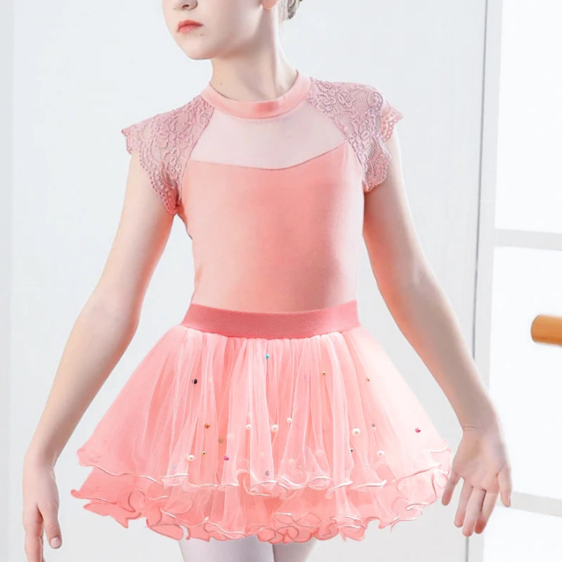 Girls' K-Pop HUNTRX Princess Set: Tie-Dye Graphic Tee & Pearl Tutu Skirt 2-Piece Outfit