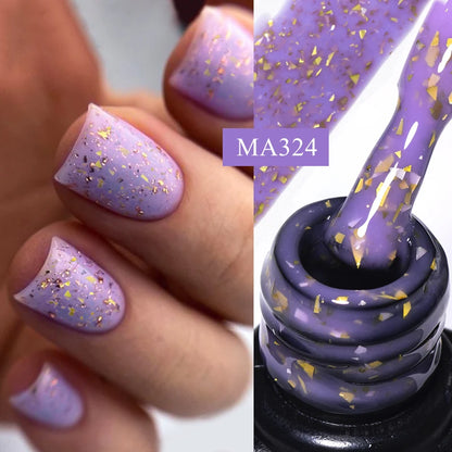 7ml Milk White Rubber Base Gel Silver Gold Pink Foils Glitter Base Coat Semi-Permanent Nail Art Gel Varnish For Nails Manicure