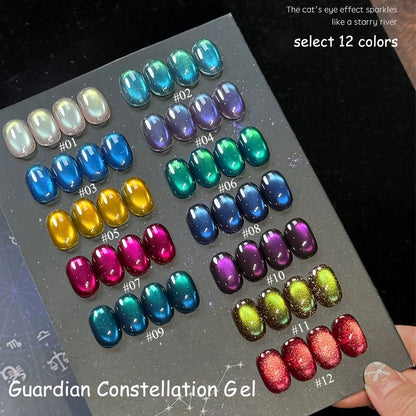 ZH Super Bright 12 Constellations Cat Eye Gel Nail Polish 2025 New Autumn Winter Whitening Glass Bead Nail Art Nail Supplies