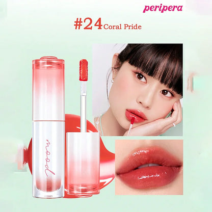 K-Beauty Glass Lip Gloss Tint,Watery Shine, 16H Moisture, Non-Sticky & Mask Friendly,Natural Plump Look