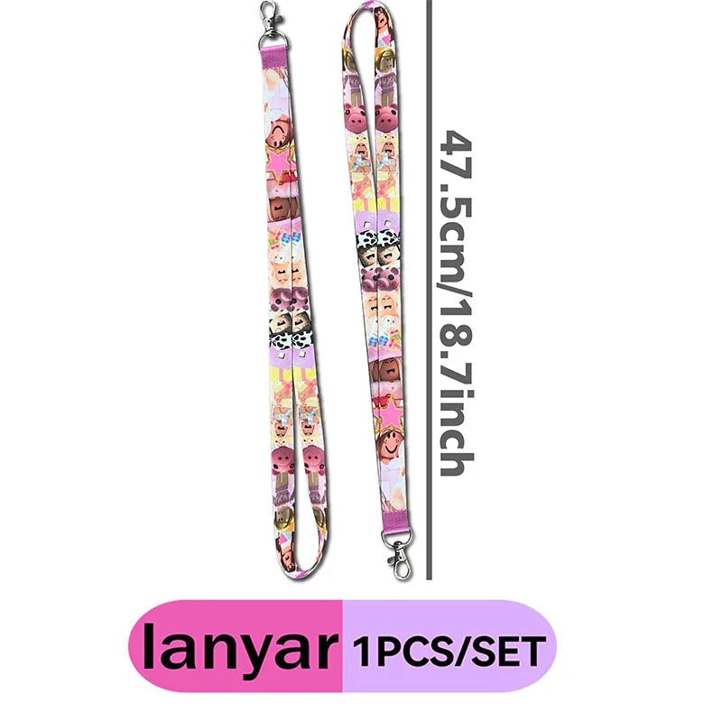 Roblox Girl Lanyard Cartoon Pattern for Reusable Events Festival Celebrations Decorative Style Birthday Party Gift Supply Set